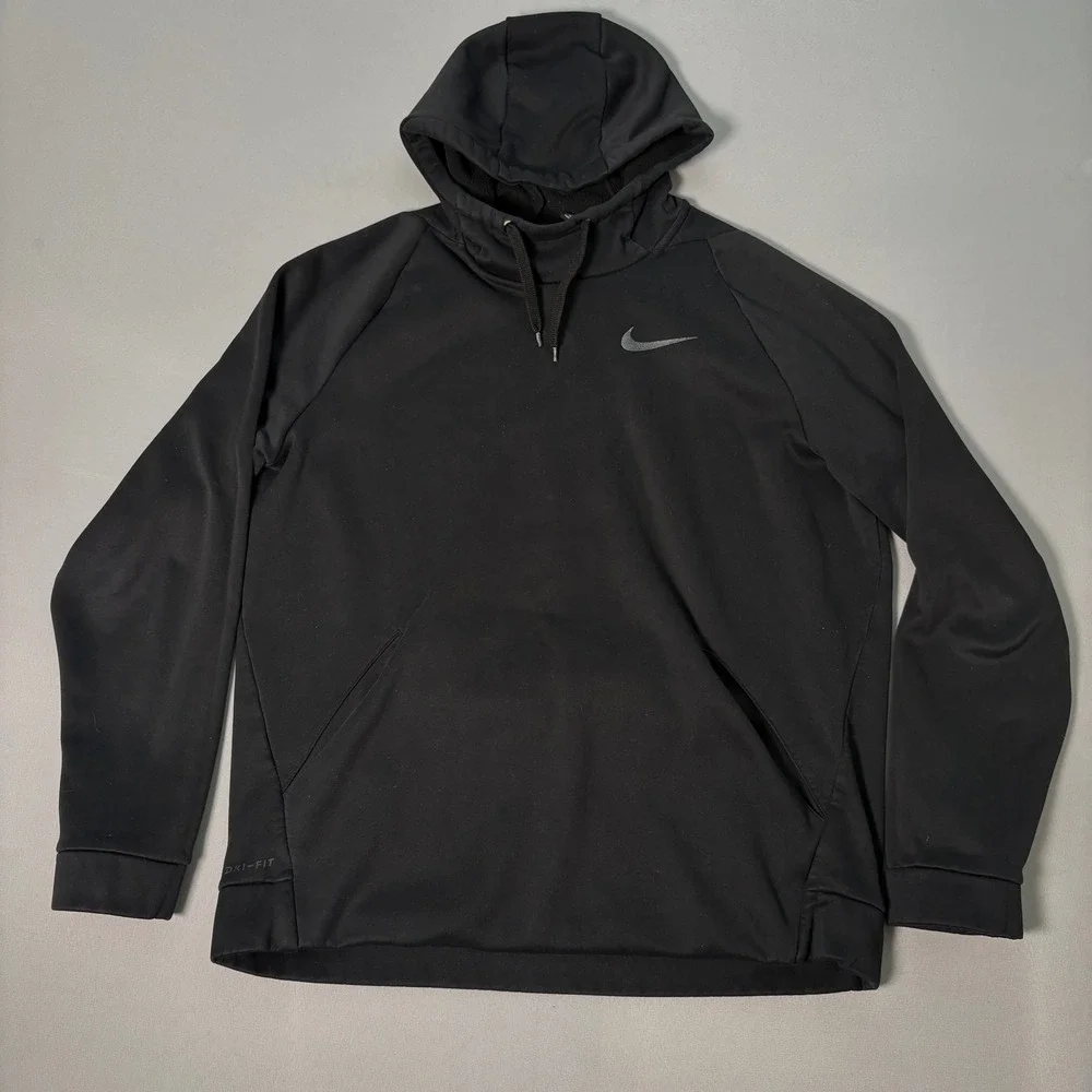 Nike Dri-FIT Mens Training Hoodie Black Pullover Sweatshirt Large RN56323